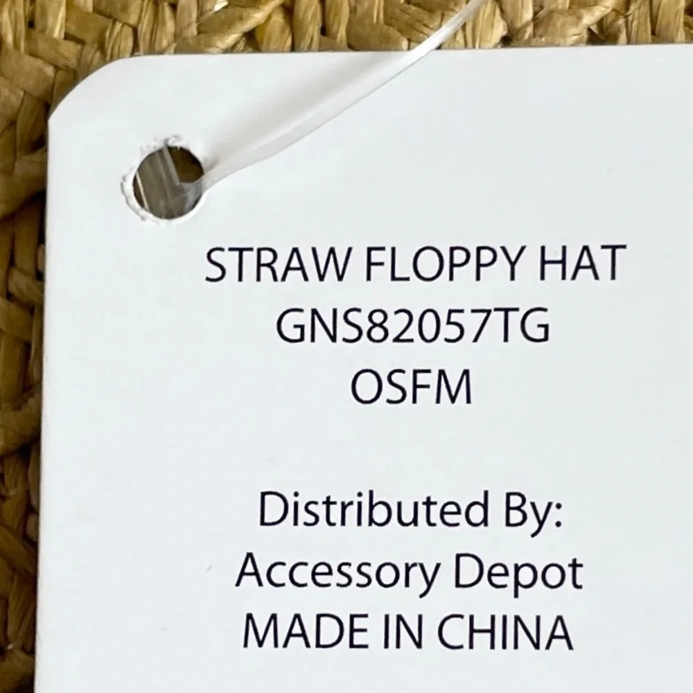 Accessory Depot Wide Brim Floppy Straw Beachy Embroidered Vacation Sun Hat NWT